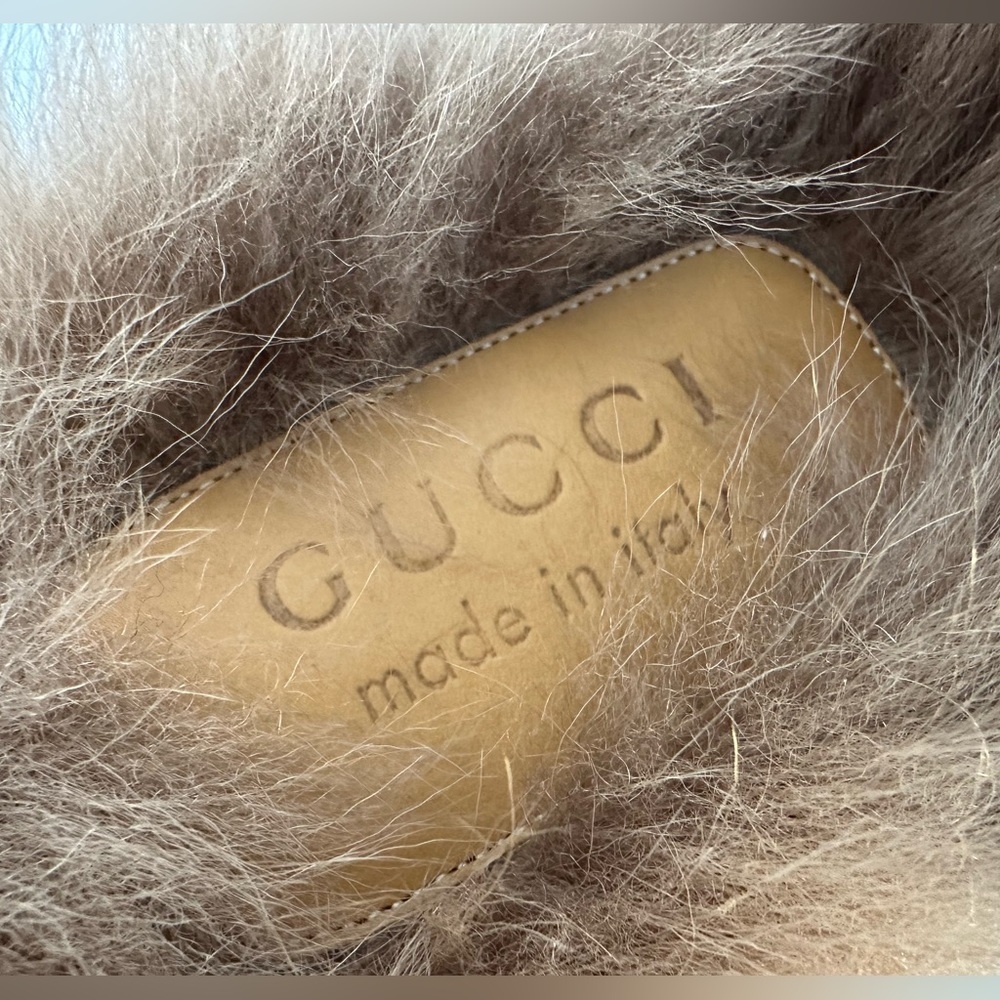 Gucci Princetown Black Leather Fur Loafer Slide Slip On Mule Slipper Flat 9 - Picture 14 of 14